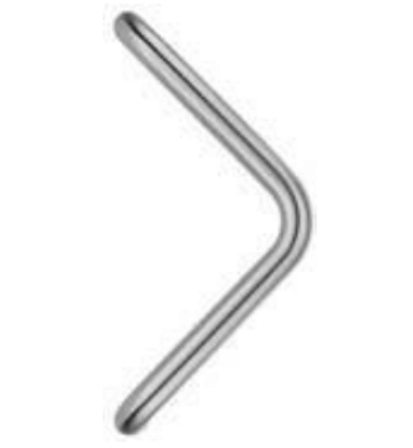 Metal L-shaped bracket on a white background